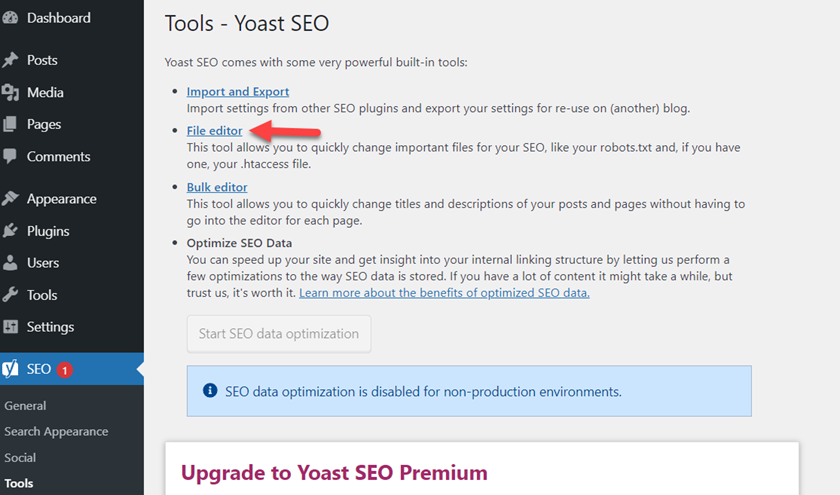 ocultar enlaces de afiliados en WordPress - editor de archivos yoast