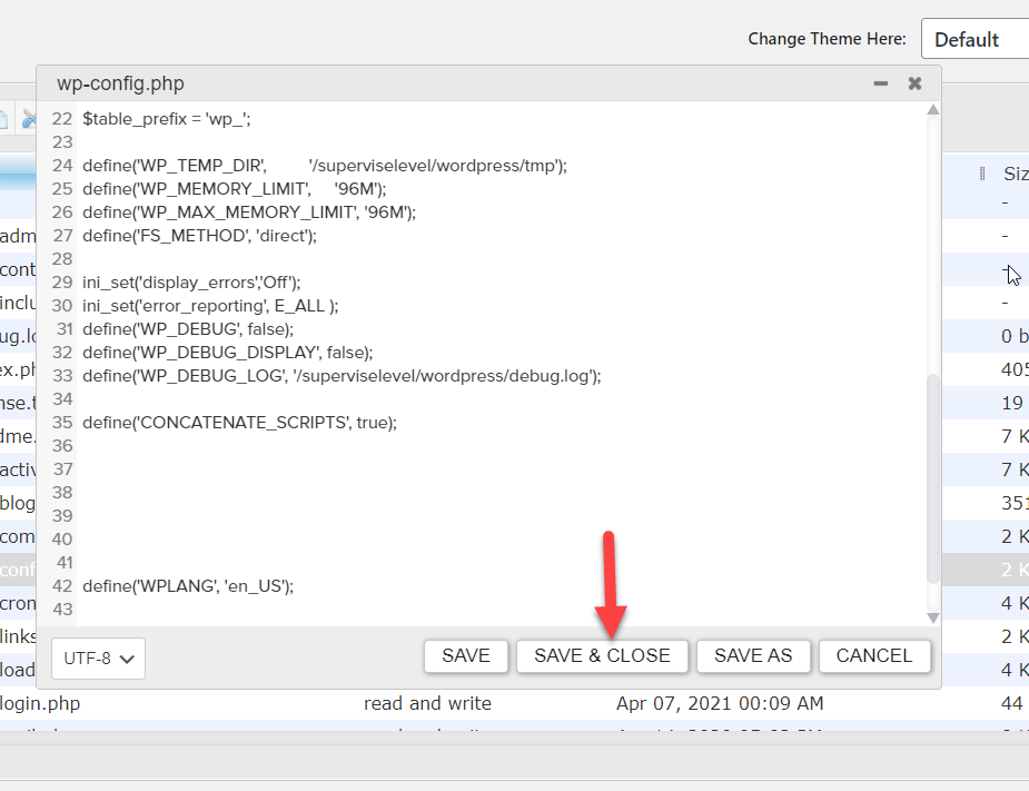 เปลี่ยนข้อความแสดงข้อผิดพลาดการชำระเงิน woocommerce - อัปเดตไฟล์ wp-config.php