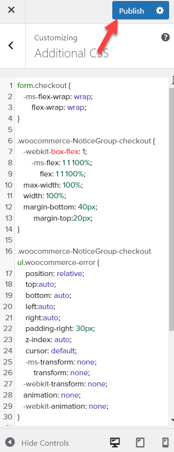 เผยแพร่การเปลี่ยนแปลง css