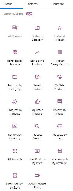 默认 WooCommerce 块