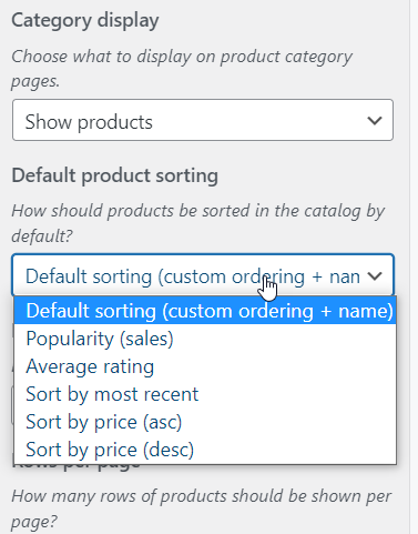 opsi penyortiran, urutkan produk woocommerce