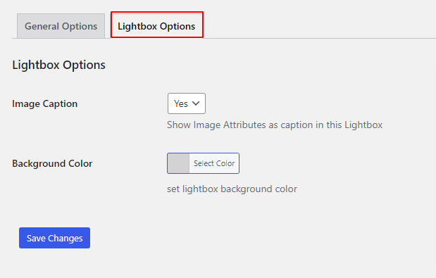 opzioni lightbox