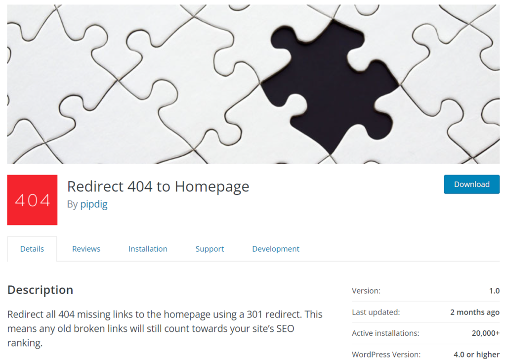plugin per reindirizzare una pagina WordPress - reindirizza la home page 404
