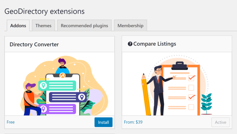 GeoDirectory 확장 설치 프로그램
