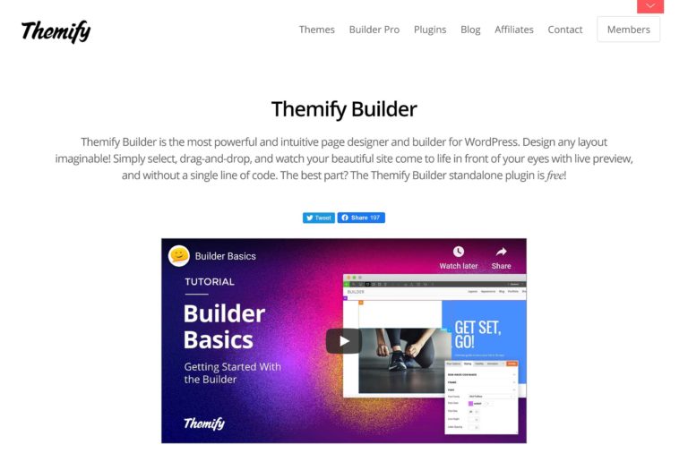 Pagina iniziale di Themify Builder