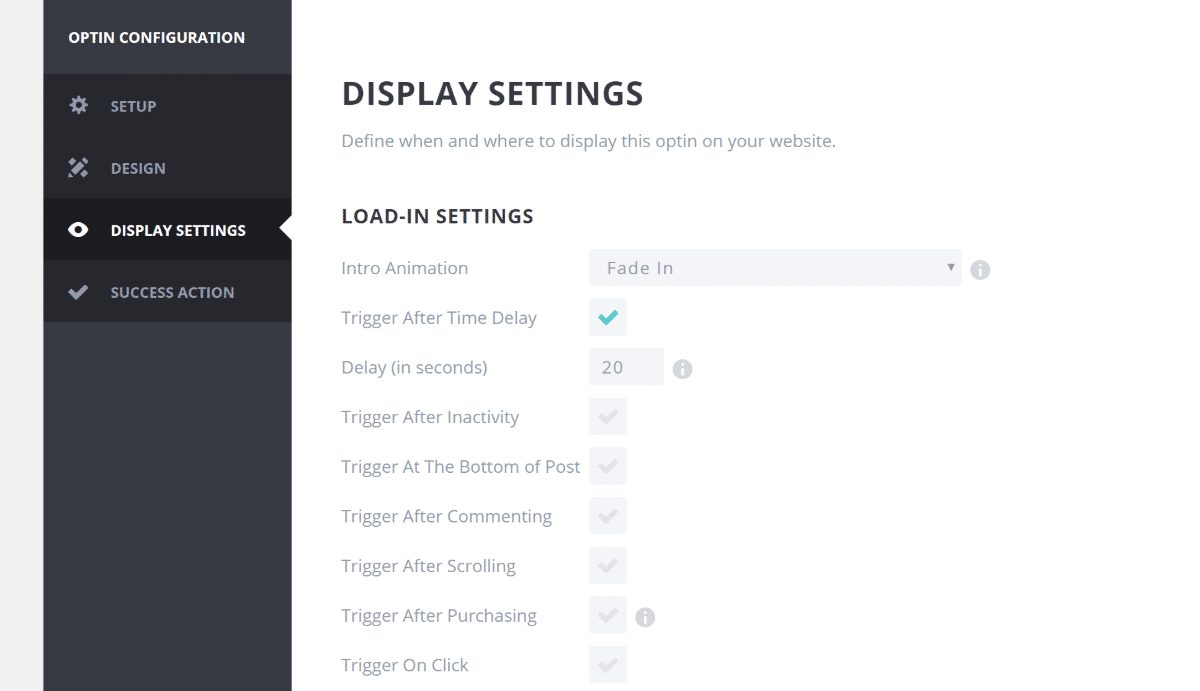 Configurações do visor
