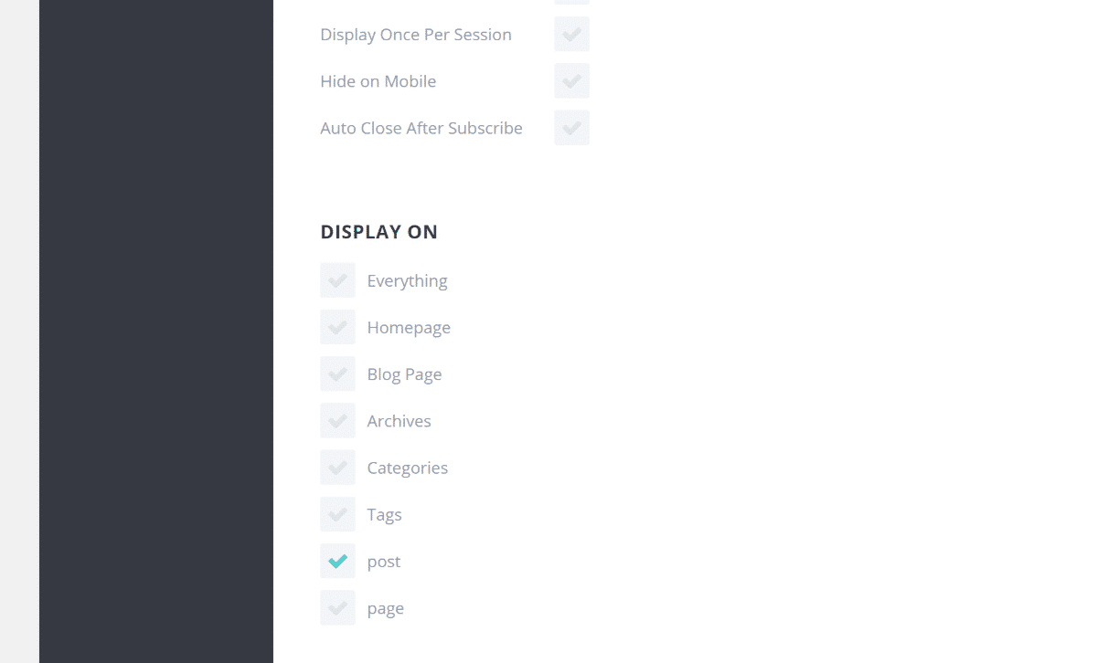Opções de exibição