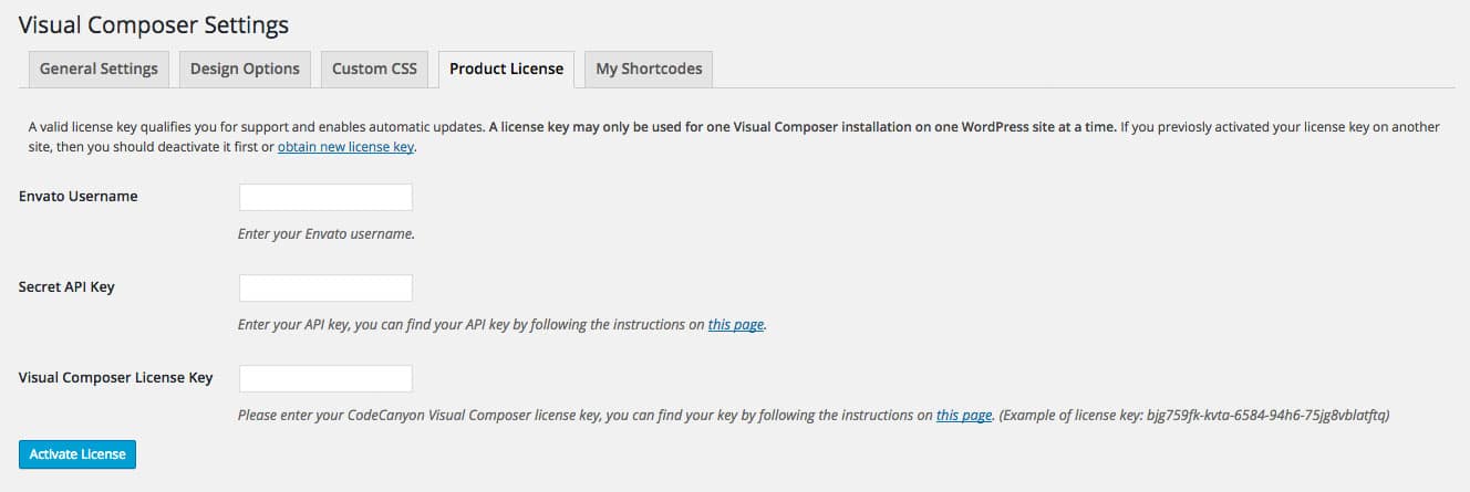 Licence de produit Visual Composer