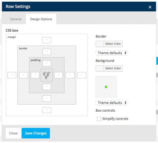 Paramètres de ligne Visual Composer