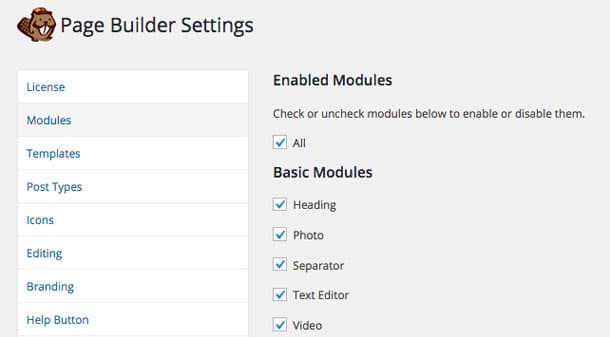 Paramètres du module Beaver Builder