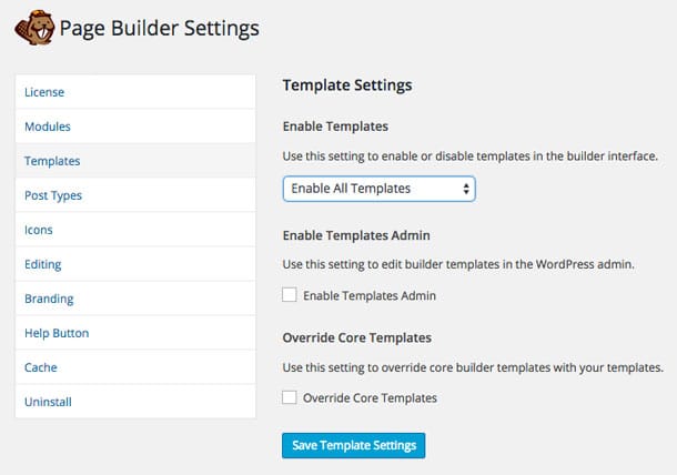 Paramètres des modèles Beaver Builder