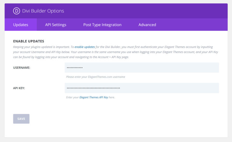 Divi Builder 選項 - 更新