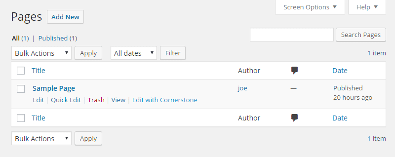 Menu Halaman Ulasan Cornerstone