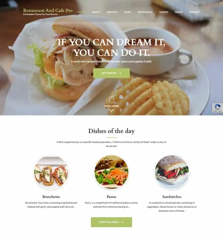 Thème WordPress Pro pour restaurant et café