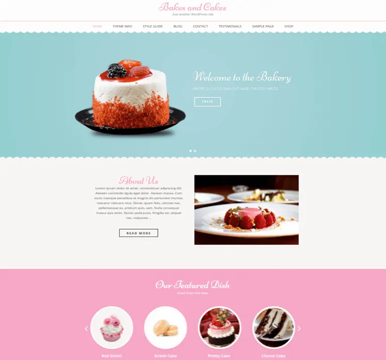 Thème WordPress pour les pâtisseries et les gâteaux Pro