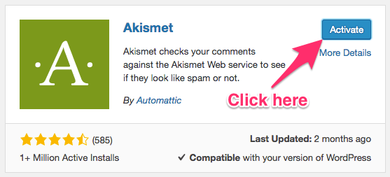 activation du plugin installé sur wordpress