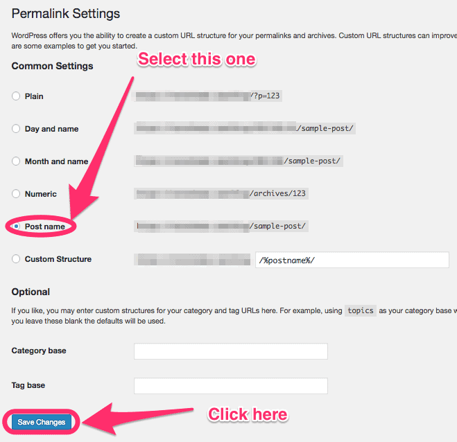 Changer le paramètre de permalien sur wordpress