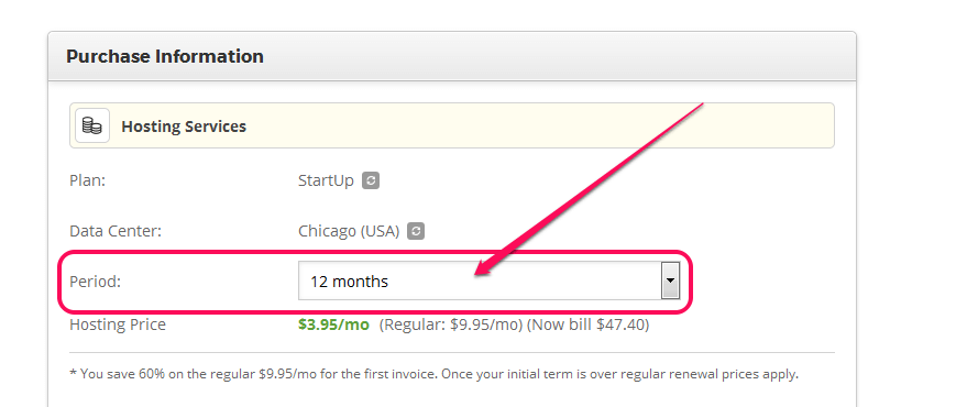 période d'hébergement siteground