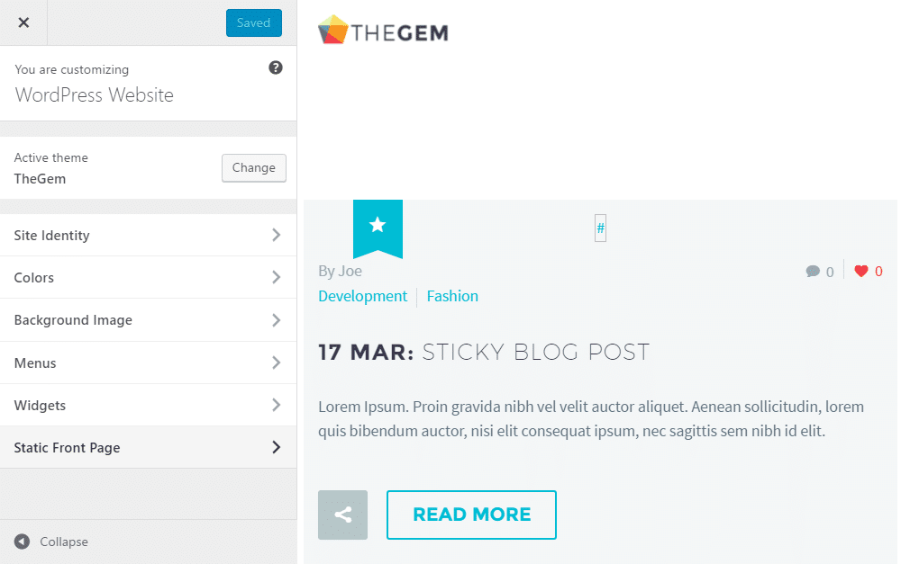 WordPress 定制器支持