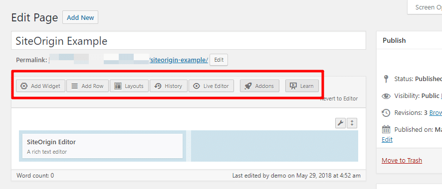 siteoriginページビルダーインターフェイス