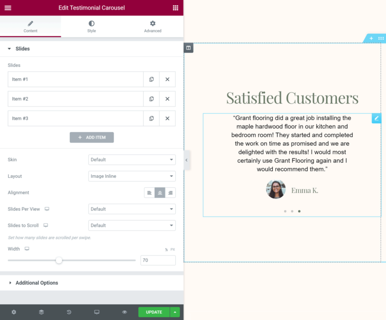 Elementor Pro öğeleri özelleştirme