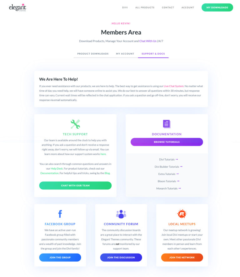 Área de soporte de temas elegantes