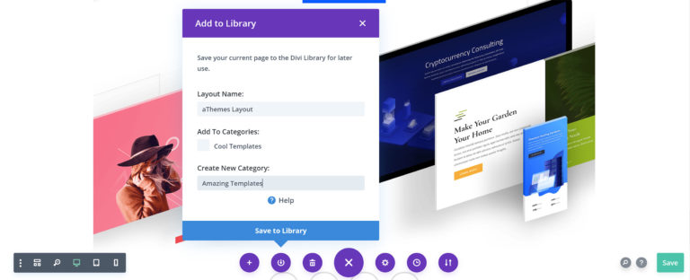 Guardar un diseño en la biblioteca Divi