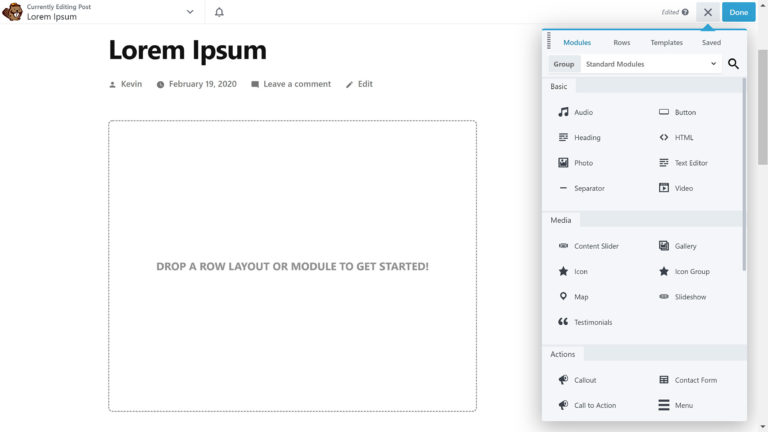 La interfaz del constructor de castores