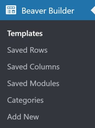 Menú de administración de Beaver Builder