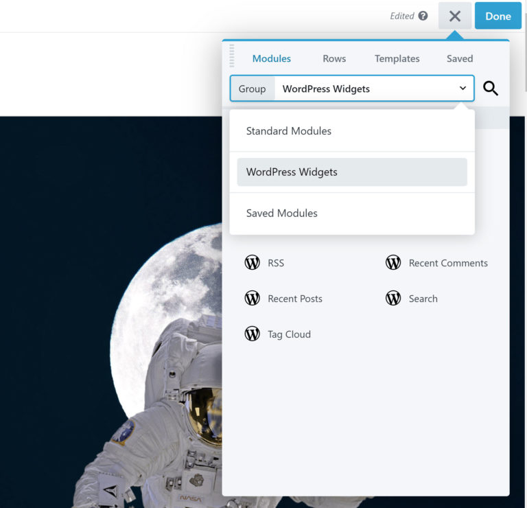 Widgets de WordPress en Beaver Builder