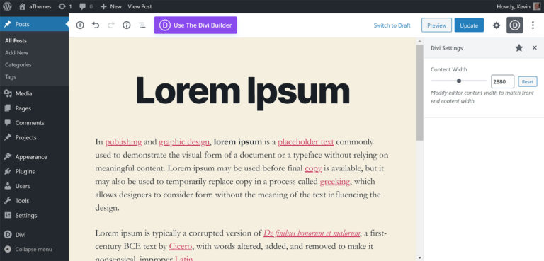 Use el botón Divi Builder