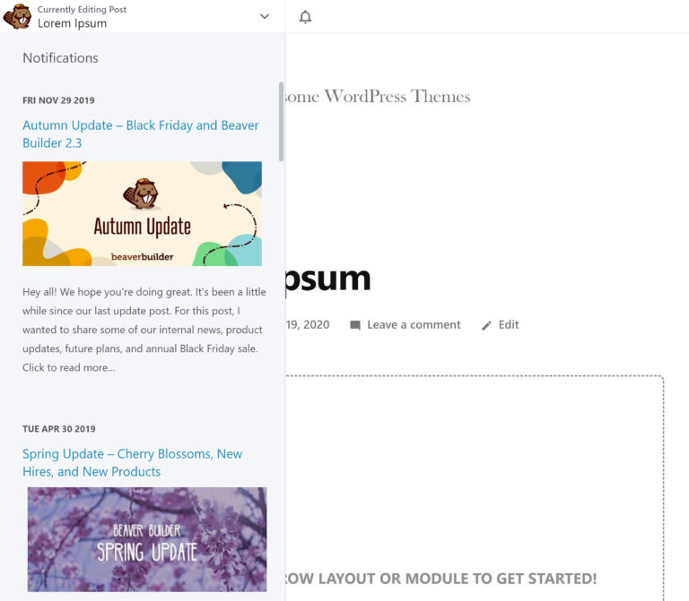 Notificaciones del constructor de castores