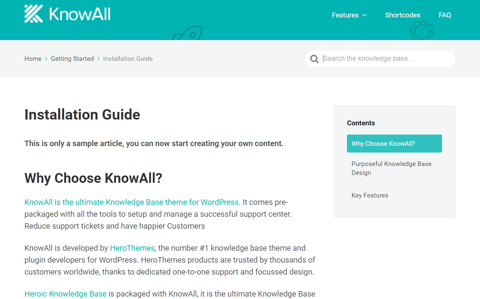 Un artículo de muestra en KnowAll.