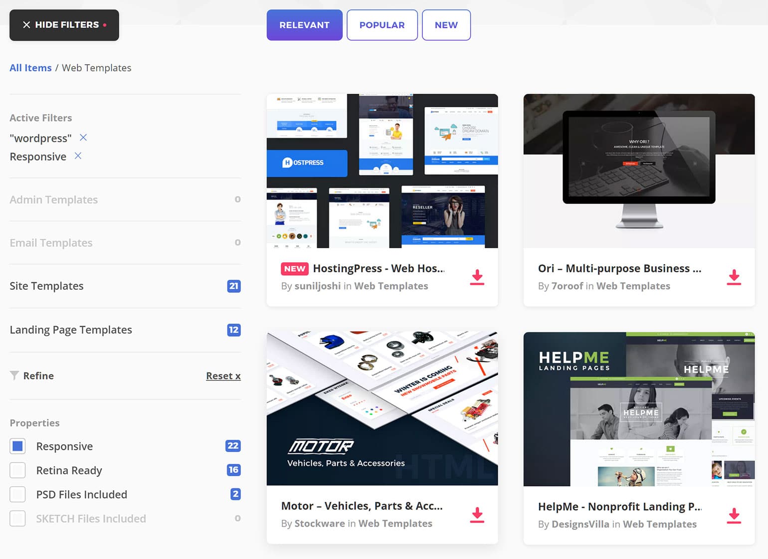 Envato 元素審查過濾器
