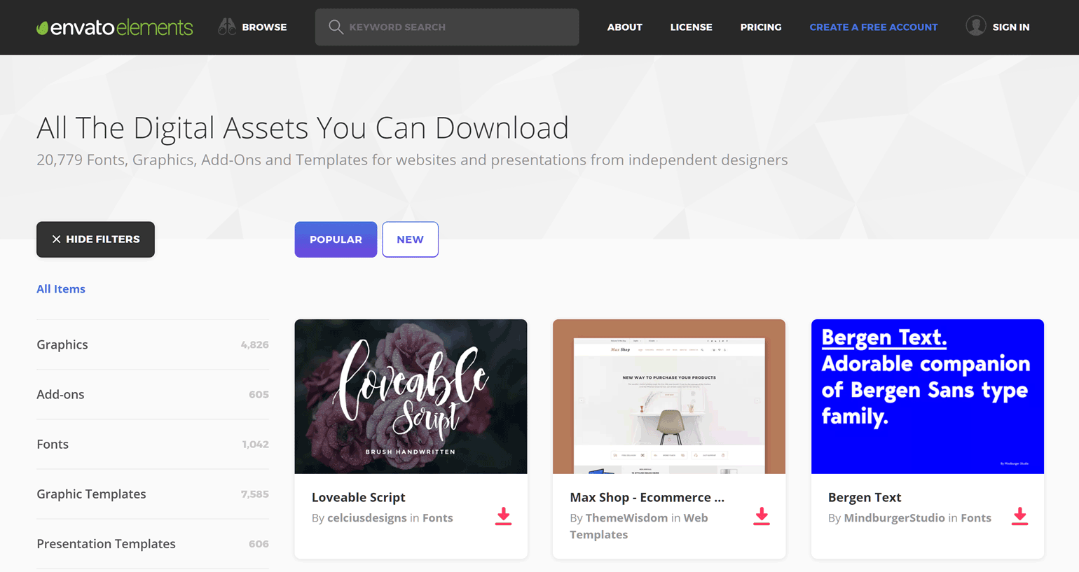 Envato 元素 免費瀏覽