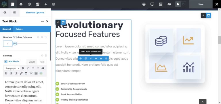在 Fusion Builder Live 中编辑文本块