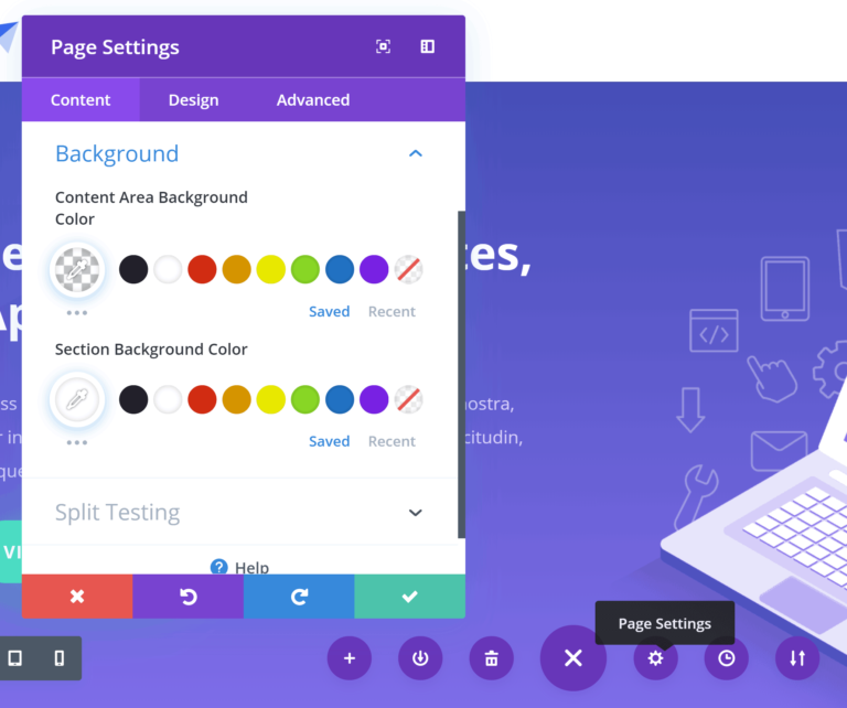 Divi Builder 页面设置