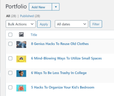 Avada 投资组合类型