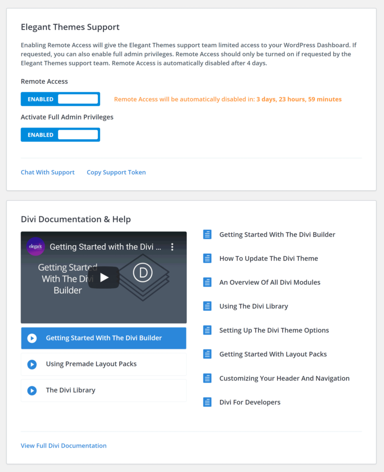 Divi 文档和远程帮助