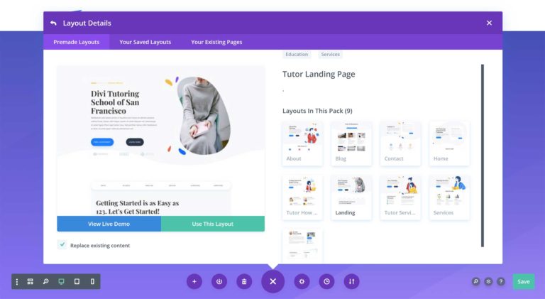 加载 Divi 预制布局