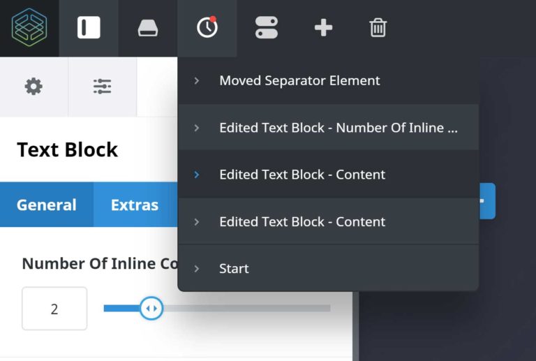 在 Fusion Builder 中编辑历史记录
