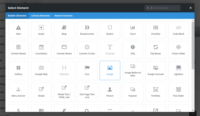Fusion Builder 元素列表
