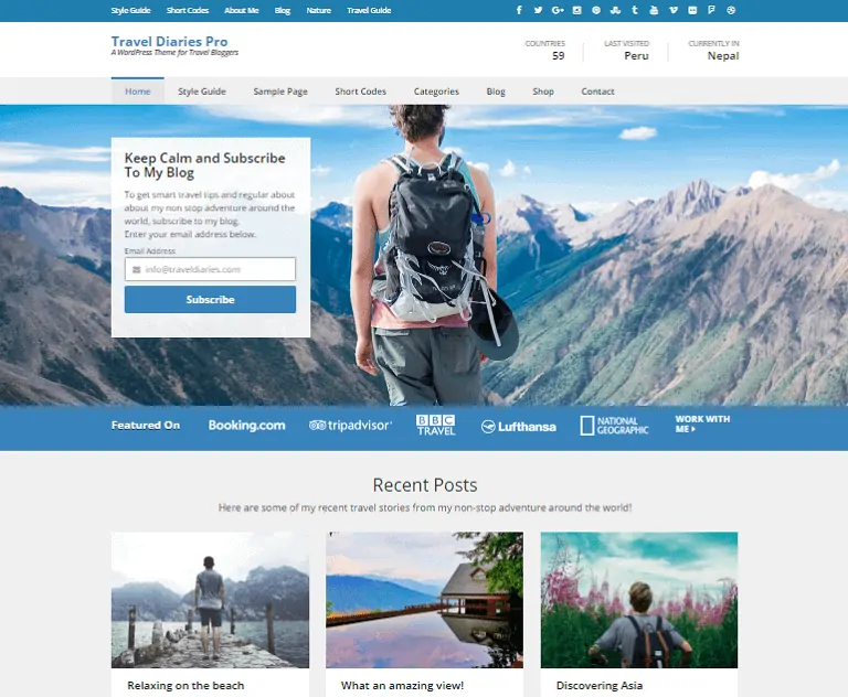 Motyw WordPress z dziennikami podróży Pro