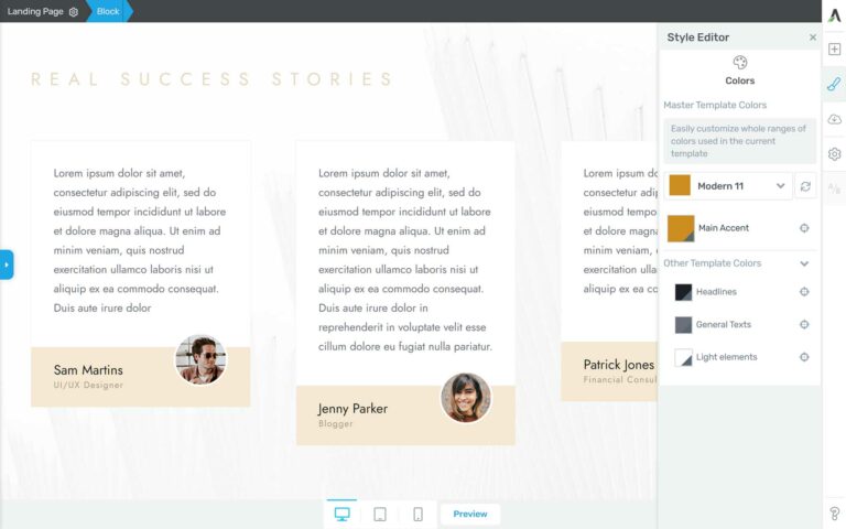 Editor de estilo Thrive Architect