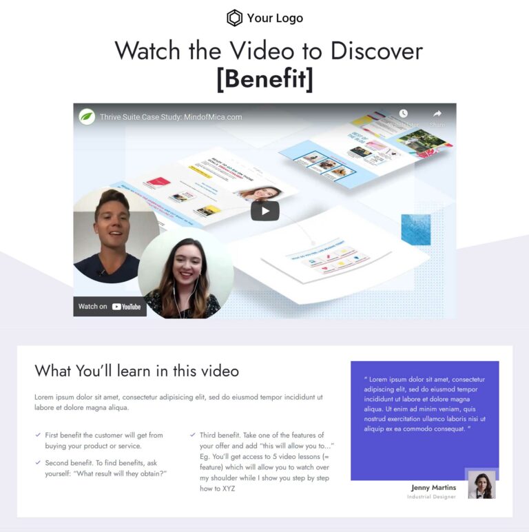 Ejemplo de plantilla de página de aterrizaje