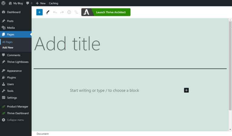 Botón de lanzamiento de Thrive Architect