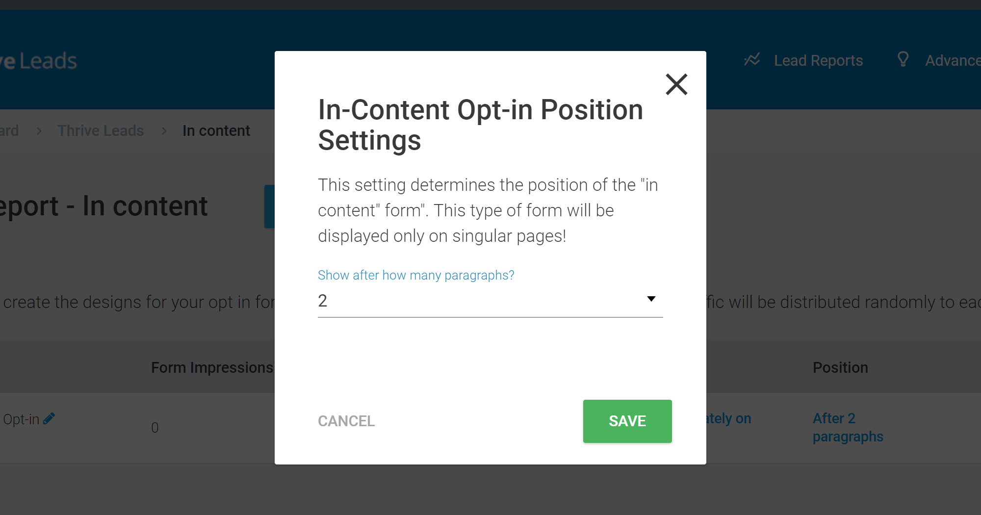 コンテンツ内フォームのオプトンを表示する