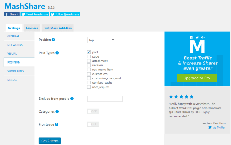 mashshare adalah salah satu plugin media sosial terbaik