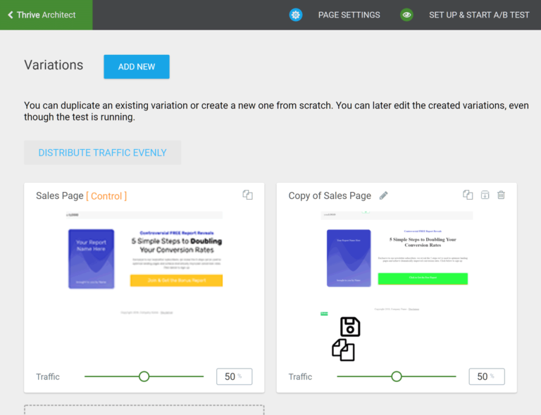 Esempio di due varianti