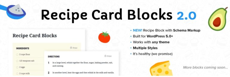 Blocs de cartes de recettes